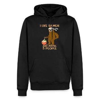 I Like Ramen And Maybe 3 People mit einem Faultier - Männer Premium Bio Hoodie - Schwarz - Vorne - Nico (187cm)