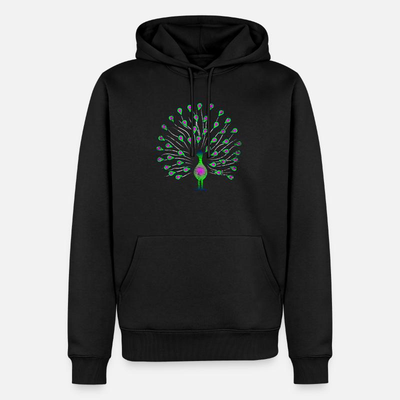Pfau Tier - Männer Premium Bio Hoodie - Schwarz