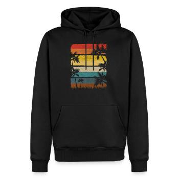 Cadeau vintage rétro de plage vacances soleil palmiers - Sweat à capuche Premium bio Homme - noir - Devant - Nico (187cm)