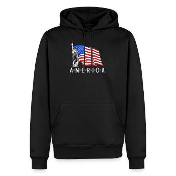 Amérique - Sweat à capuche Premium bio Homme - noir - Devant - Nico (187cm)