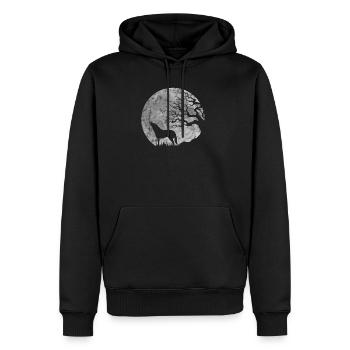 La pleine lune pleurant mystique loup-garou Fantasy - Sweat à capuche Premium bio Homme - noir - Devant - Nico (187cm)