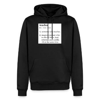 Définition de l'enseignant - Sweat à capuche Premium bio Homme - noir - Devant - Nico (187cm)