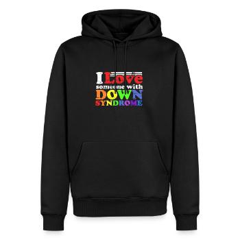 J'aime quelqu'un avec le syndrome de Down - Sweat à capuche Premium bio Homme - noir - Devant - Nico (187cm)