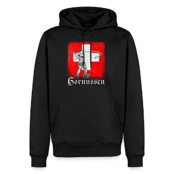 Schweiz Hornussen Nationalsport Tradition - Männer Premium Bio Hoodie - Schwarz - Vorne - Nico (187cm)