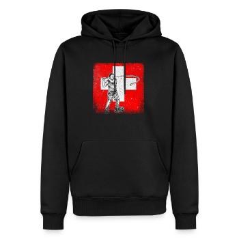Schweiz Hornussen Nationalsport Tradition - Männer Premium Bio Hoodie - Schwarz - Vorne - Nico (187cm)