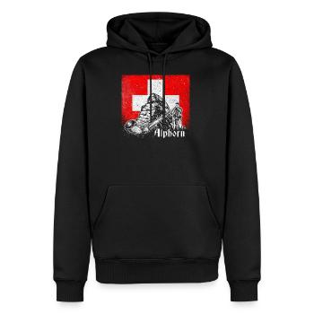 Schweiz Schweizer Alphorn Musik Matterhorn - Männer Premium Bio Hoodie - Schwarz - Vorne - Nico (187cm)