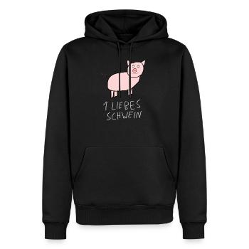 Liebes Schwein Lustig Humorvoll Albern - Männer Premium Bio Hoodie - Schwarz - Vorne - Nico (187cm)