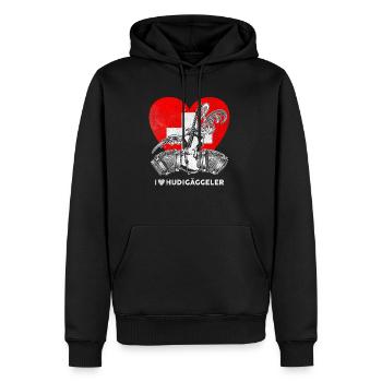 Suisse Ländler Schlager Musique folklorique Hudigäggeler - Sweat à capuche Premium bio Homme - noir - Devant - Nico (187cm)