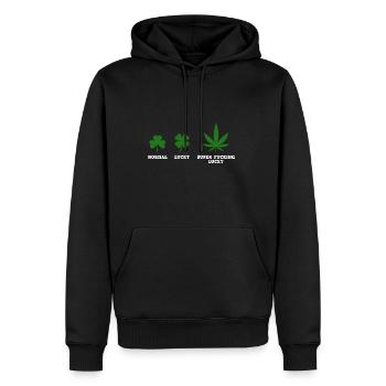 Normal Lucky Super Fucking Lucky - Männer Premium Bio Hoodie - Schwarz - Vorne - Nico (187cm)