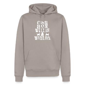Bargeld an Willie Waylon - Männer Premium Bio Hoodie - Taupe - Vorne - Nico (187cm)