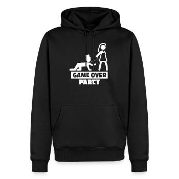 Game Over Bachelor Party Wedding Shower Marriage - Men’s Premium Organic Hoodie - black - Front - Nico (187cm)