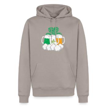 Irland Symbole Kleeblatt Bier - Männer Premium Bio Hoodie - Taupe - Vorne - Nico (187cm)