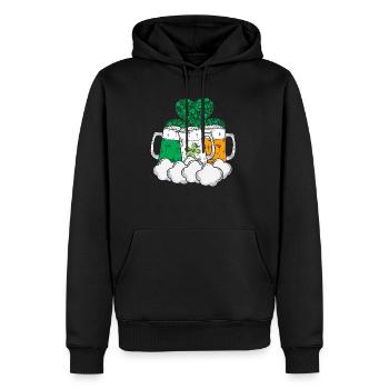 Bière trèfle aux symboles d'Irlande - Sweat à capuche Premium bio Homme - noir - Devant - Nico (187cm)