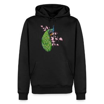 Blumen Pfau - Männer Premium Bio Hoodie - Schwarz - Vorne - Nico (187cm)