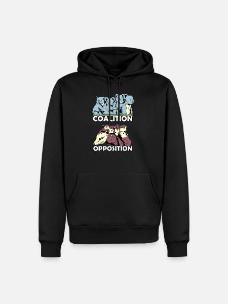 Koala coalición zarigüeya oposición animales zoológico - Sudadera con capucha prémium ecológica para hombre - negro