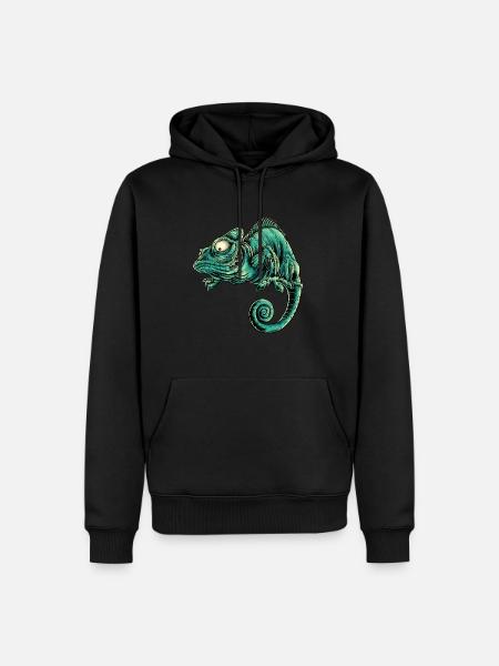 Caméléon Jungle Madagascar Afrique Iguane - Sweat à capuche Premium bio Homme - noir