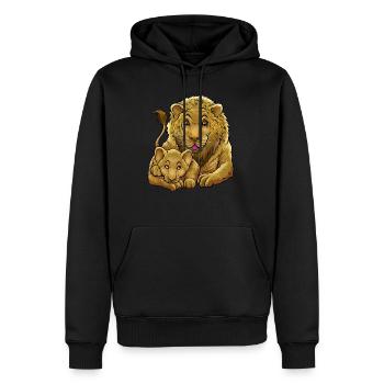 Lion père fils fille jungle bébé enfant zoo - Sweat à capuche Premium bio Homme - noir - Devant - Nico (187cm)