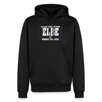 Norddeutsche Sprüche Alles suedlich der Elbe - Männer Premium Bio Hoodie - Schwarz - Vorne - Nico (187cm)