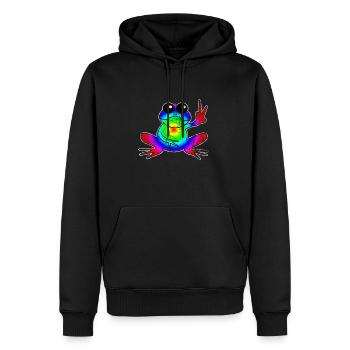 grenouille - Sweat à capuche Premium bio Homme - noir - Devant - Nico (187cm)