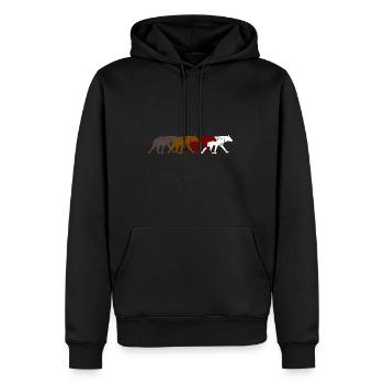 Hyäne - Männer Premium Bio Hoodie - Schwarz - Vorne - Nico (187cm)