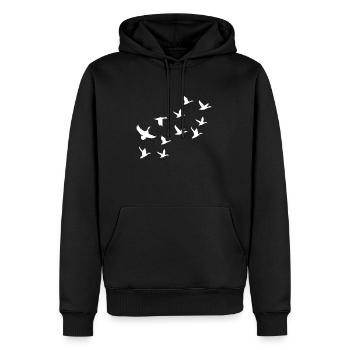 Gans Schwarm Fliegen - Männer Premium Bio Hoodie - Schwarz - Vorne - Nico (187cm)