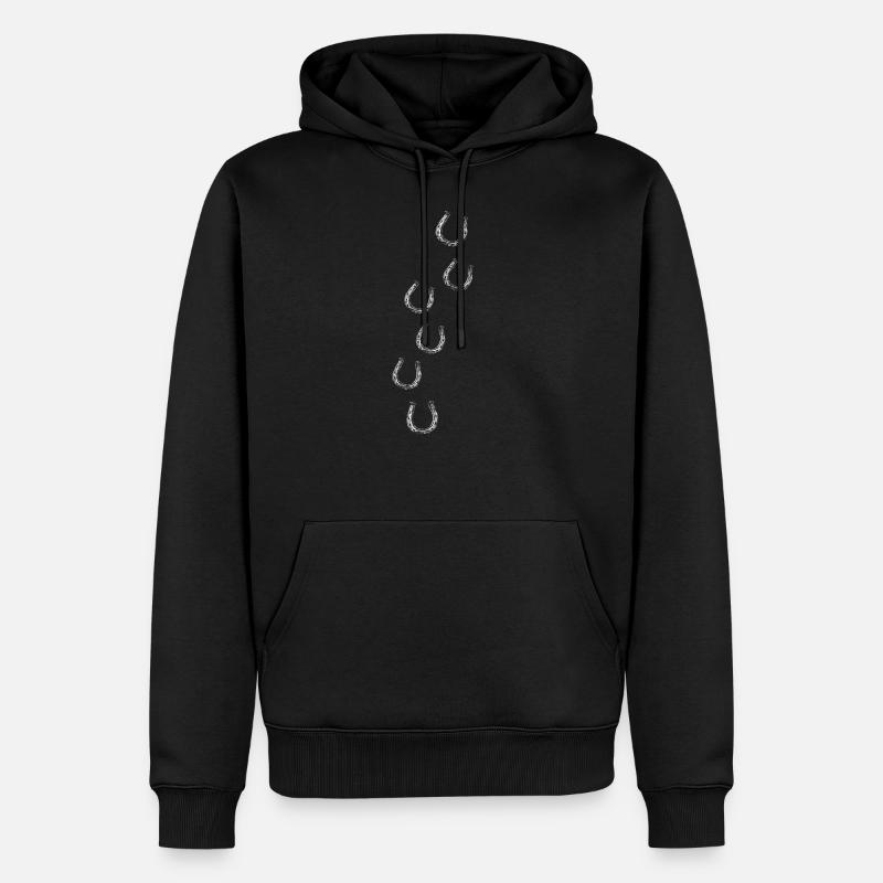 Pferd Hufeisen - Männer Premium Bio Hoodie - Schwarz
