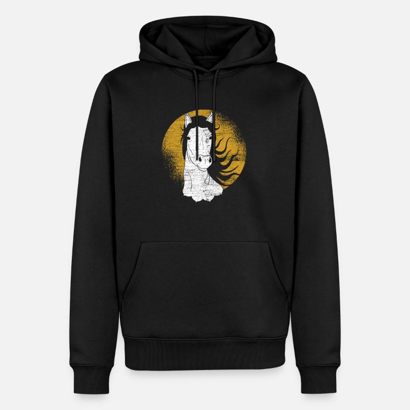 cheval - Sweat à capuche Premium bio Homme - noir