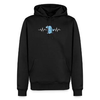 Mon cœur bat Bavarois ECG en Bavière - Sweat à capuche Premium bio Homme - noir - Devant - Nico (187cm)