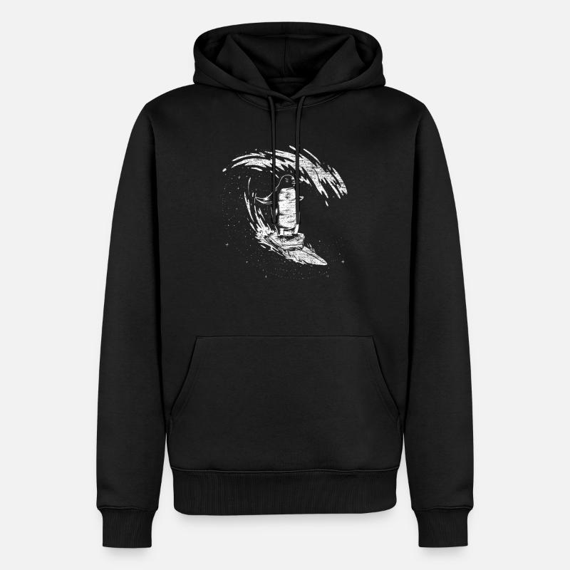 Pinguin Surfer - Männer Premium Bio Hoodie - Schwarz