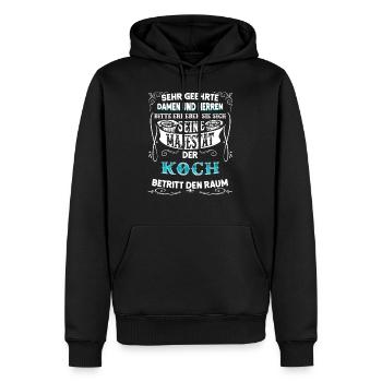Koch kochen Köchin Chef Chefkoch Hilfskoch Küche - Männer Premium Bio Hoodie - Schwarz - Vorne - Nico (187cm)