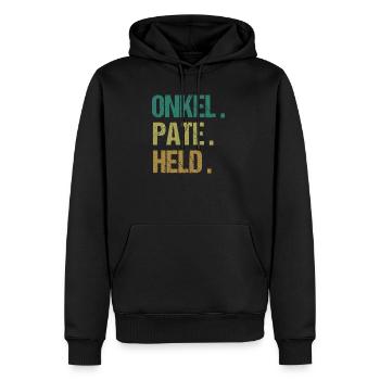 Onkel Pate Held Patenonkel Geschenk - Männer Premium Bio Hoodie - Schwarz - Vorne - Nico (187cm)
