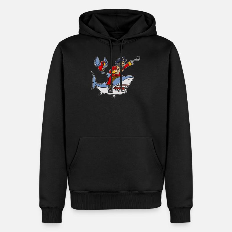 Cadeau de perroquet requin pirate requin pirate - Sweat à capuche Premium bio Homme - noir