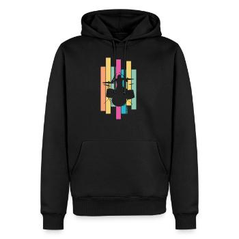 Schlagzeuger Schlagzeug Drummer Lustig Retro 80er - Männer Premium Bio Hoodie - Schwarz - Vorne - Nico (187cm)