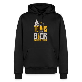 Tennisspieler Tennis Bier Darum Bin Ich Hier Witz - Männer Premium Bio Hoodie - Schwarz - Vorne - Nico (187cm)