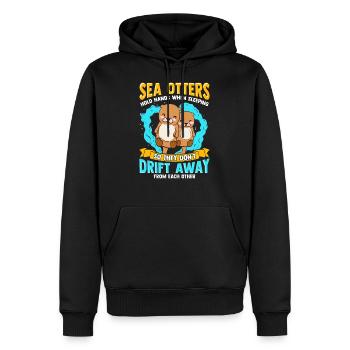 Les loutres de mer se tiennent la main quand on dort - Sweat à capuche Premium bio Homme - noir - Devant - Nico (187cm)