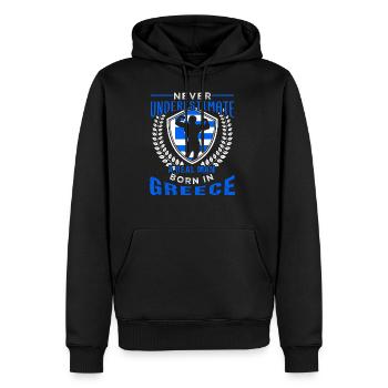Grèce - Sweat à capuche Premium bio Homme - noir - Devant - Nico (187cm)