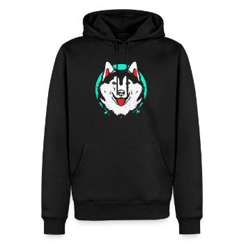 Husky - Männer Premium Bio Hoodie - Schwarz - Vorne - Nico (187cm)