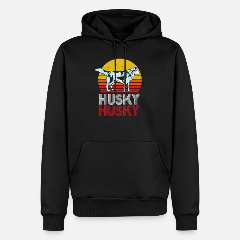 Husky - Männer Premium Bio Hoodie - Schwarz
