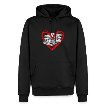 Passion de lecture - Sweat à capuche Premium bio Homme - noir - Devant - Nico (187cm)