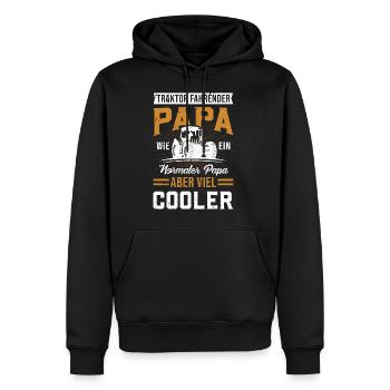 TRAKTOR FAHRENDER PAPA - Männer Premium Bio Hoodie - Schwarz - Vorne - Nico (187cm)
