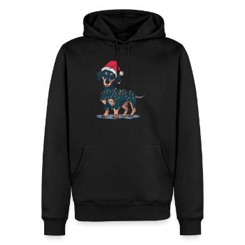Teckel Noël - Sweat à capuche Premium bio Homme - noir - Devant - Nico (187cm)