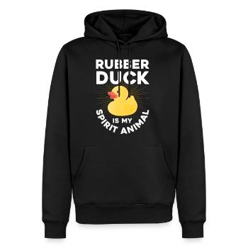 Le canard en caoutchouc est mon animal spirituel - Sweat à capuche Premium bio Homme - noir - Devant - Nico (187cm)