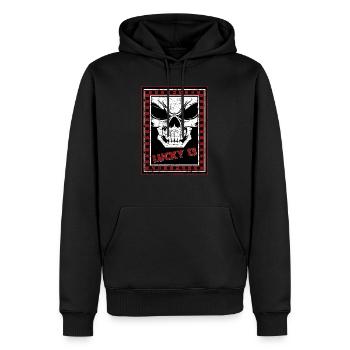 Glücklicher Schädel 13 - Männer Premium Bio Hoodie - Schwarz - Vorne - Nico (187cm)