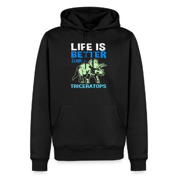 Triceratops - Sweat à capuche Premium bio Homme - noir - Devant - Nico (187cm)