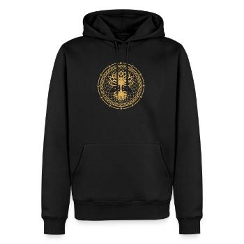 Achtsamkeit Seelenfrieden - Männer Premium Bio Hoodie - Schwarz - Vorne - Nico (187cm)