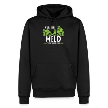 Traktor Landwirt Bauer Held Fährt Aufs Feld Lustig - Männer Premium Bio Hoodie - Schwarz - Vorne - Nico (187cm)