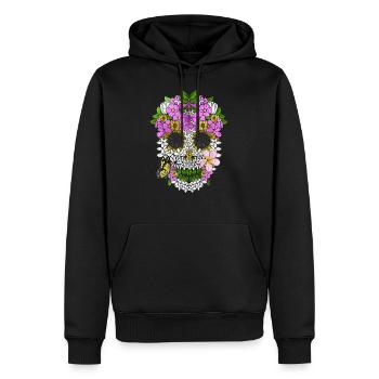 Dia De Los Muertos Crâne Fleuri Le Jour Des Morts - Sweat à capuche Premium bio Homme - noir - Devant - Nico (187cm)