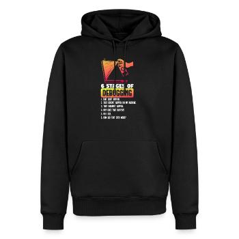 6 étapes de débogage - Sweat à capuche Premium bio Homme - noir - Devant - Nico (187cm)