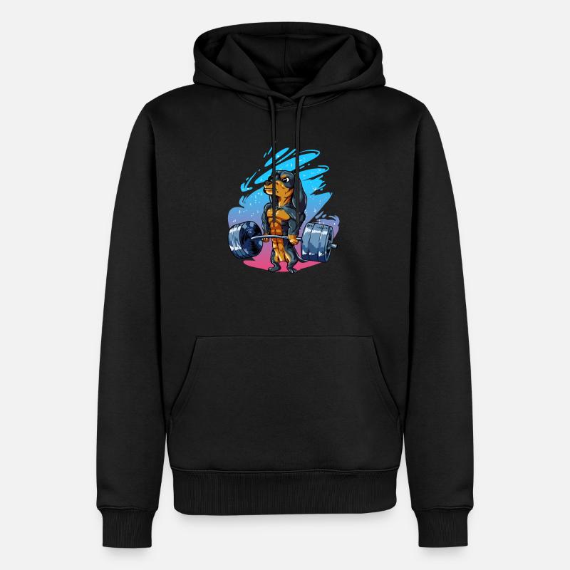Dachshund Dakel Bodybuilder - Männer Premium Bio Hoodie - Schwarz