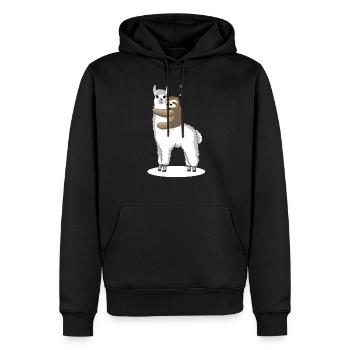 Sloth dort sur l'Alpaca Lama - cadeau - Sweat à capuche Premium bio Homme - noir - Devant - Nico (187cm)
